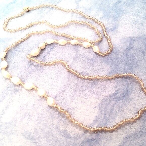 Victoria Lynn Freshwater Pearl & Crystal 40" Hand Knotted Necklace - Picture 6 of 8